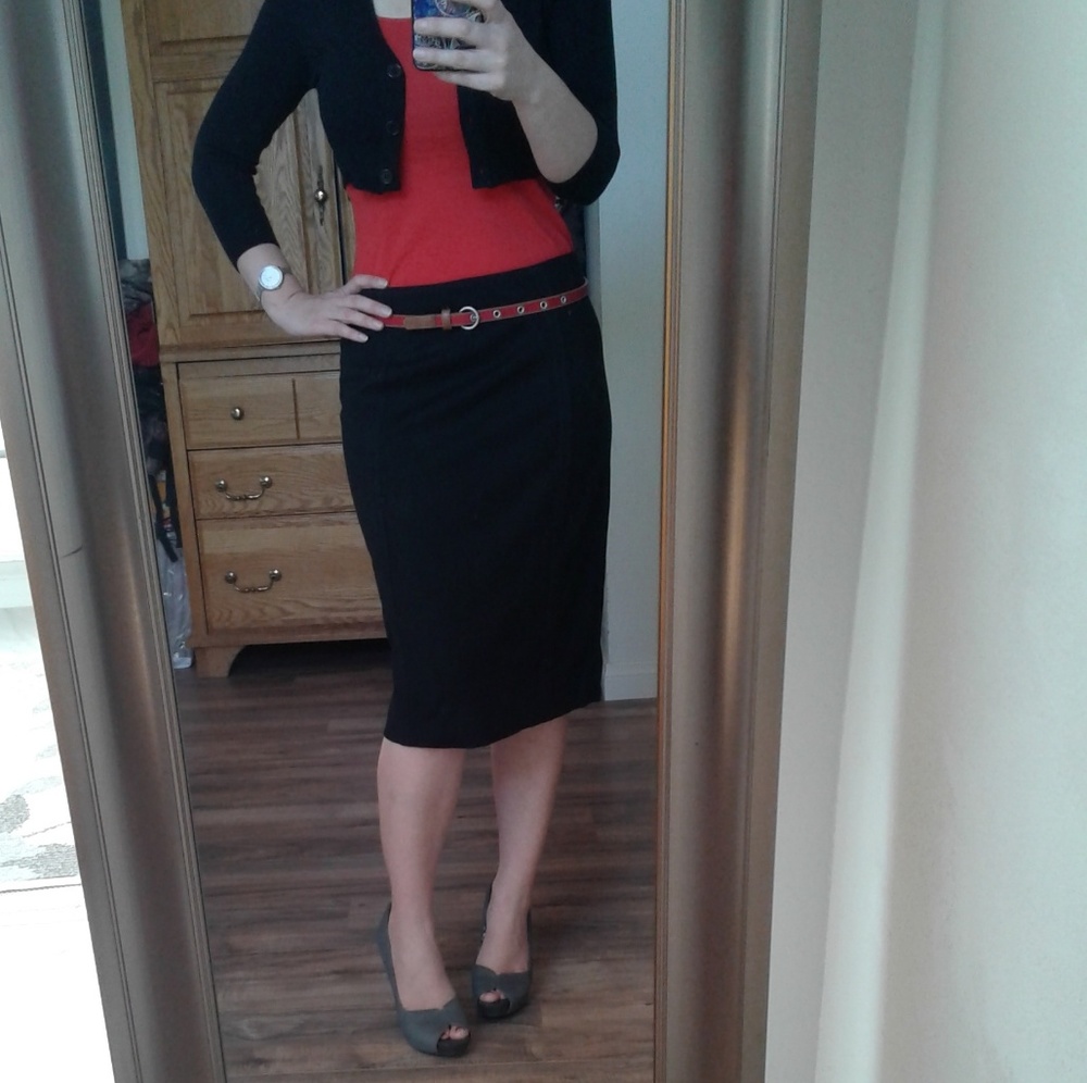 White House Black Market Black Stretch Knit Skirt